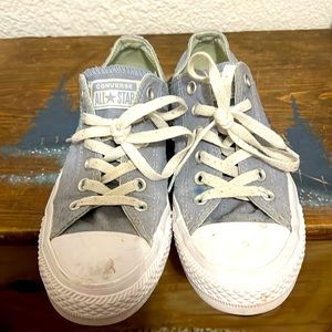 Sear sucker type fabric, a little lighter than canvas.